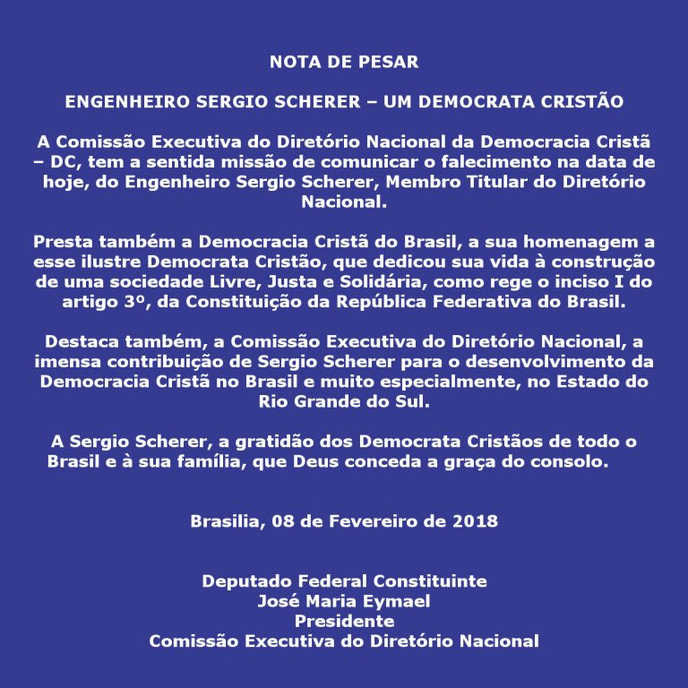 Nota de pesar – Engenheio Sergio Scherer